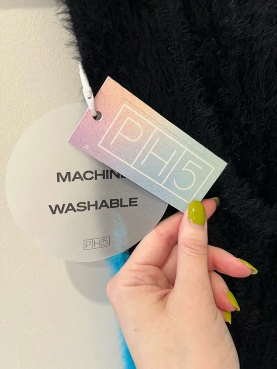 NWT PH5 Faux Fur Reversible Ribbed Midi Dress with Blue Wave Trim - Picture 9 of 9